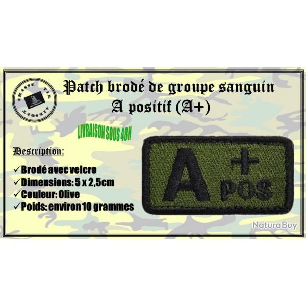 Patch brod de groupe sanguin A positif (A+) olive