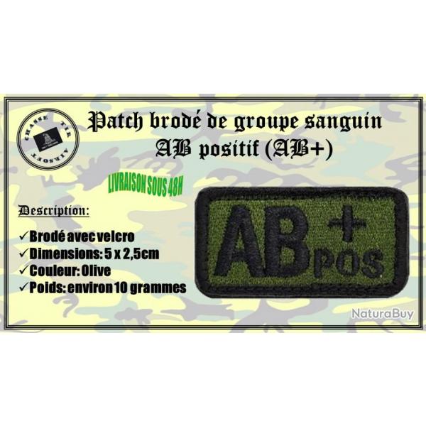 Patch brod de groupe sanguin AB positif (AB+) olive