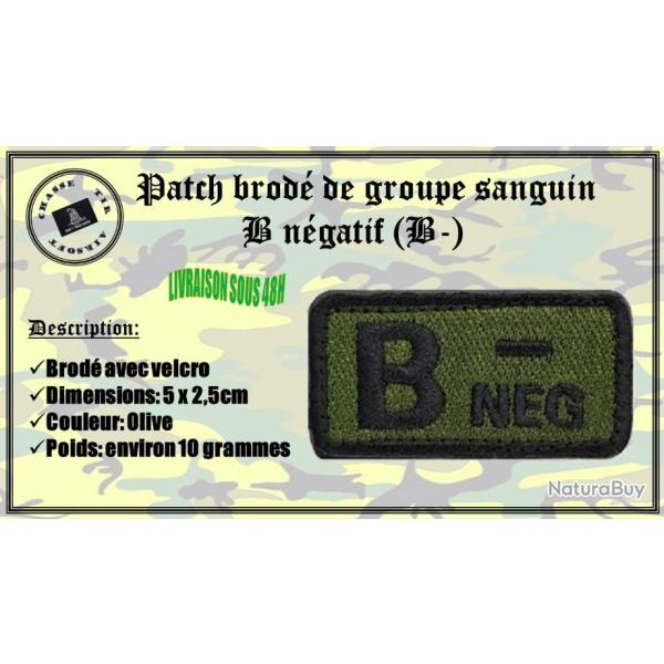 Patch brod de groupe sanguin B ngatif (B-) olive