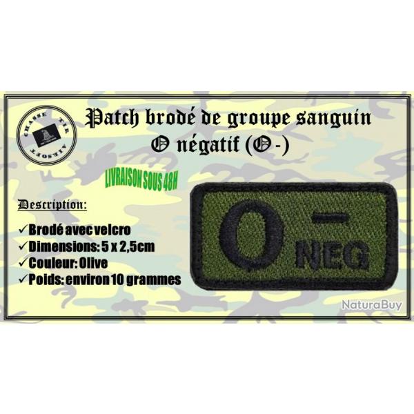 Patch brod de groupe sanguin O ngatif (O-) olive
