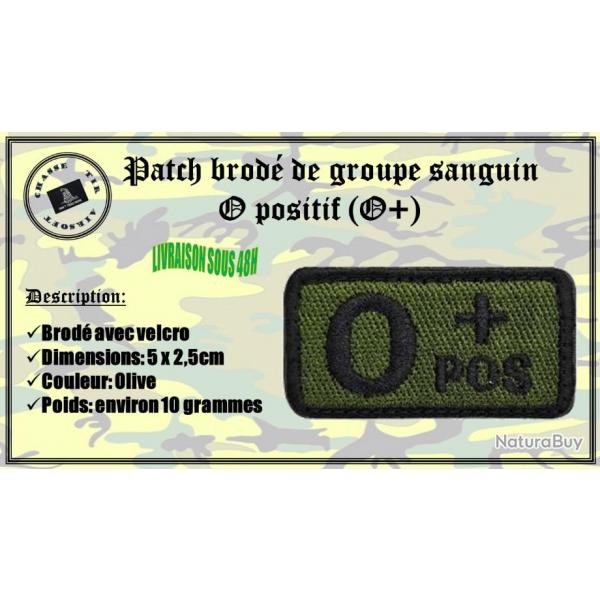 Patch brod de groupe sanguin O positif (O+) olive