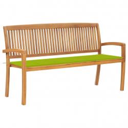 Banc de jardin meuble de patio d'extérieur terrasse empilable et coussin 159 x 57,5 x 90 cm bois de