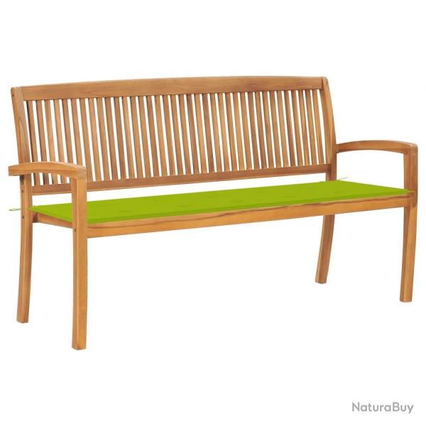 Banc de jardin meuble de patio d'extrieur terrasse empilable et coussin 159 x 57,5 x 90 cm bois de