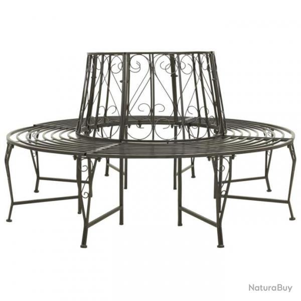 Banc de jardin meuble de patio d'extrieur terrasse circulaire de jardin 160 x 89 cm acier gris arg