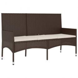 Banc de jardin meuble de patio d'extérieur terrasse à 3 places avec coussins 140 x 51 x 85 cm marro