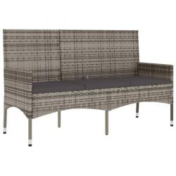 Banc de jardin meuble de patio d'extérieur terrasse à 3 places avec coussins 140 x 51 x 85 cm gris