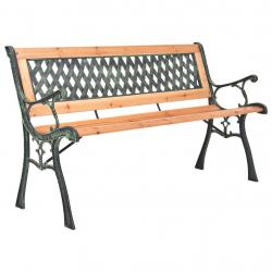 Banc de jardin meuble de patio d'extérieur terrasse 116 x 52,5 x 73 cm fonte et bois massif de sapi