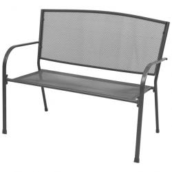 Banc de jardin meuble de patio d'extérieur terrasse 108 x 60 x 88 cm acier et maille anthracite 02_