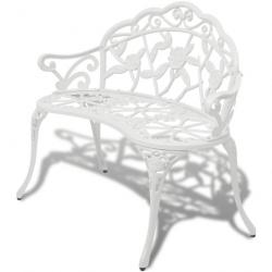 Banc de jardin meuble de patio d'extérieur terrasse 100 x 54 x 80 cm aluminium coulé blanc 02_00111