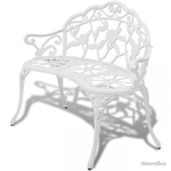 Banc de jardin meuble de patio d'extrieur terrasse 100 x 54 x 80 cm aluminium coul blanc 02_00111