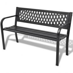 Banc de jardin meuble de patio d'extérieur terrasse 118 x 50 x 75 cm acier noir 02_0011188