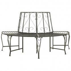Banc de jardin meuble de patio d'extérieur terrasse d'arbre de jardin demi-rond 160 cm acier gris a