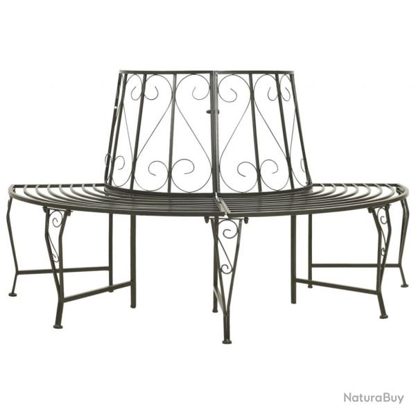 Banc de jardin meuble de patio d'extrieur terrasse d'arbre de jardin demi-rond 160 cm acier gris a