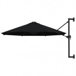Parasol mural avec mât en métal 300 cm noir 02_0008683