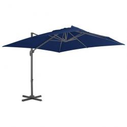 Parasol déporté avec mât en aluminium 3 x 3 m bleu azuré 02_0008483