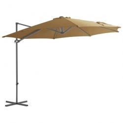 Parasol meuble de jardin en porte-à-faux avec mât en acier 300 cm taupe 02_0008613