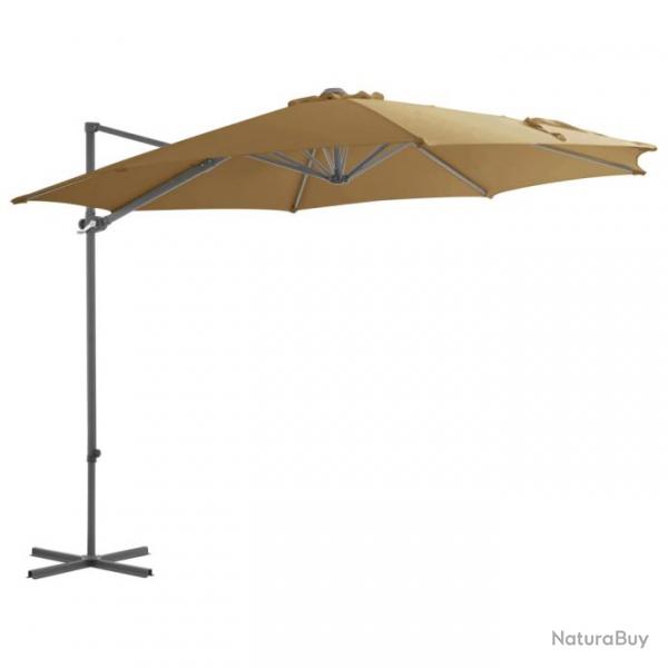 Parasol meuble de jardin en porte--faux avec mt en acier 300 cm taupe 02_0008613