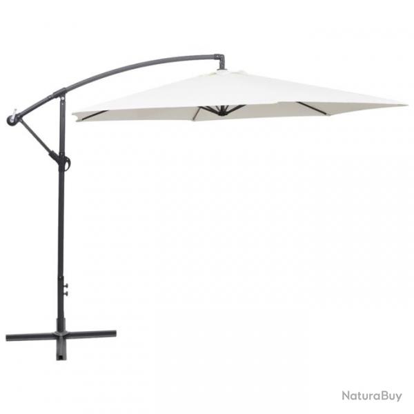 Parasol meuble de jardin en porte--faux 3 m blanc sable 02_0008598