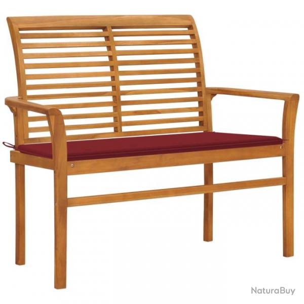 Banc de jardin meuble de patio d'extrieur terrasse avec coussin rouge bordeaux 112 x 55 x 94 cm te