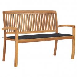 Banc de jardin meuble de patio d'extérieur terrasse empilable et coussin anthracite 128,5 x 57,5 x