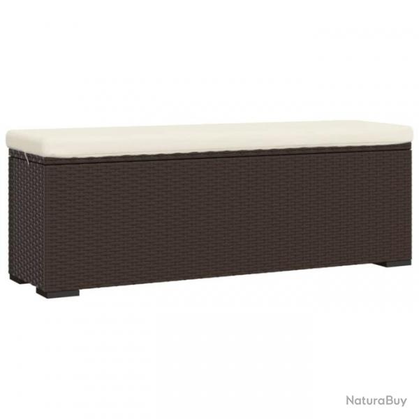 Banc de jardin meuble de patio d'extrieur terrasse pouf avec coussin 110 x 30 x 40 cm rsine tress