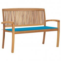Banc de jardin meuble de patio d'extérieur terrasse empilable et coussin bleu 128,5 x 57,5 x 90 cm