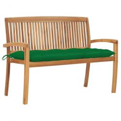 Banc de jardin meuble de patio d'extérieur terrasse empilable et coussin vert 128,5 x 57,5 x 90 cm