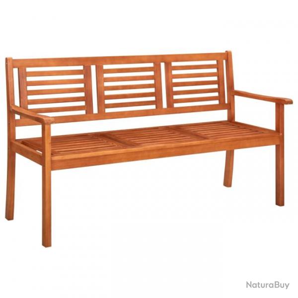 Banc de jardin meuble de patio d'extrieur terrasse 3 places 150 x 60 x 89 cm bois d'eucalyptus sol