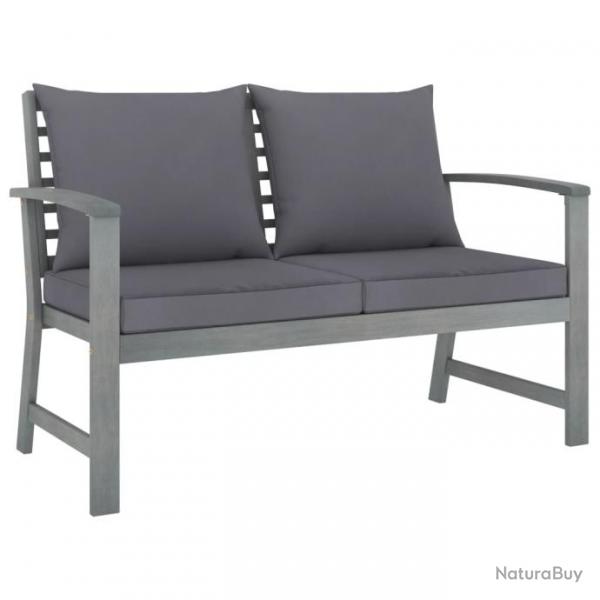 Banc de jardin meuble de patio d'extrieur terrasse 120 x 60,5 x 81 cm et coussin gris fonc bois s