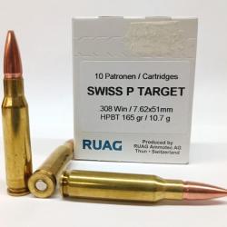 10 munitions Ruag Swiss P Target 308win 165gr HPBT