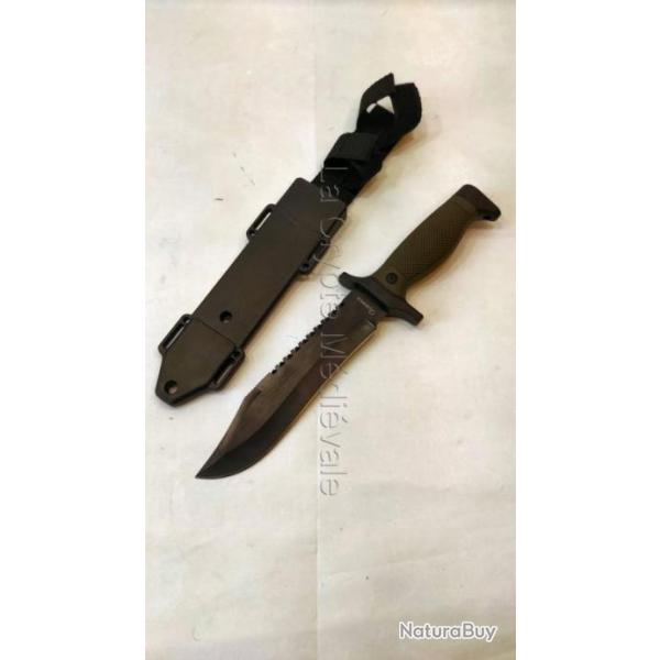Couteau Tactical BLACK BEAR Noir avec tui pour ceinture