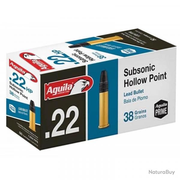 50 CARTOUCHES 22 LR AGUILA SUBSONIC HOLLOW POINT