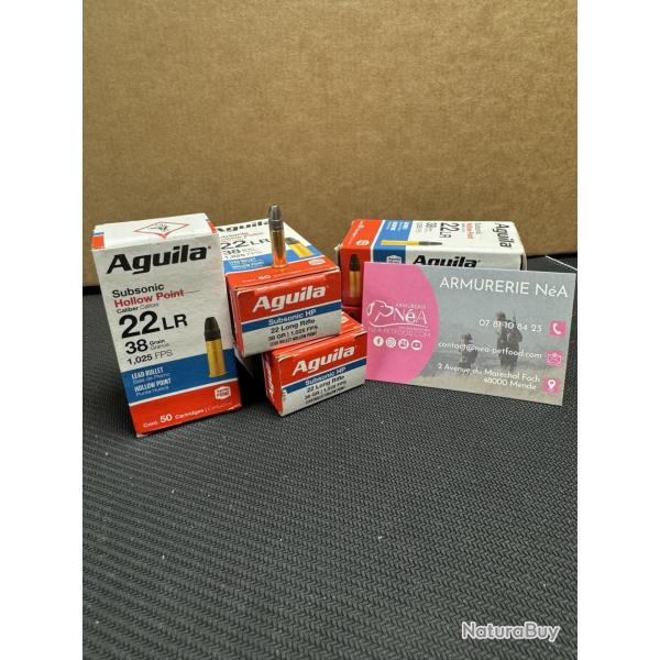 500 CARTOUCHES 22 LR AGUILA SUBSONIC HOLLOW POINT