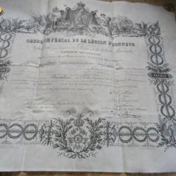 brevet diplôme ordre impérial de la légion d'honneur signature autographe empereur Napoléon III 1853