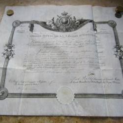 brevet diplôme ordre royal de la légion d'honneur signature autographe roi Louis Philippe 1848 lys