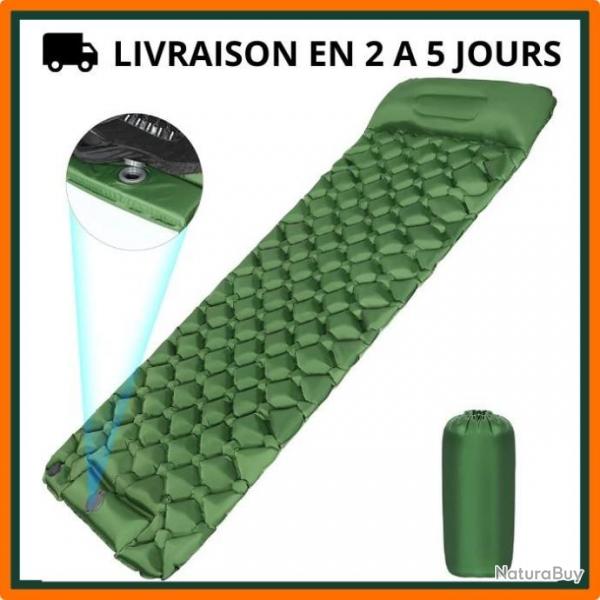 Matelas gonflable pour camping - 1 pers - Vert arme - Livraison gratuite