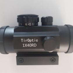 Lunette Viseur TirOptic 1X40 Red Dot Point Rouge Vert Tubulaire Chasse Adaptable Rail 11mm - 20mm