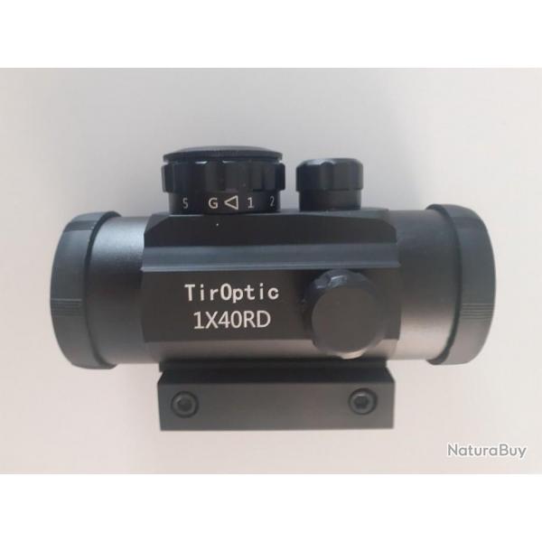 Lunette Viseur TirOptic 1X40 Red Dot Point Rouge Vert Tubulaire Chasse Adaptable Rail 11mm - 20mm