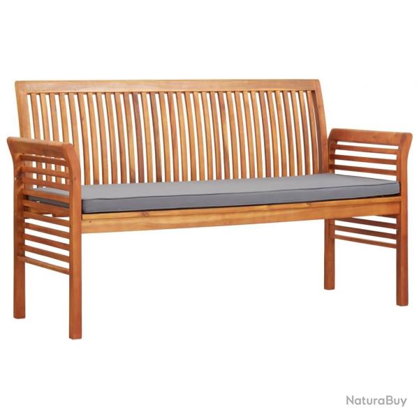 Banc de jardin meuble de patio d'extrieur terrasse 3 places avec coussin 150 x 60 x 90 cm bois d'a