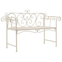 Banc de jardin meuble de patio d'extérieur terrasse 132 x 46 x 85 cm métal antique blanc 02_0011238