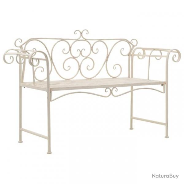 Banc de jardin meuble de patio d'extrieur terrasse 132 x 46 x 85 cm mtal antique blanc 02_0011238