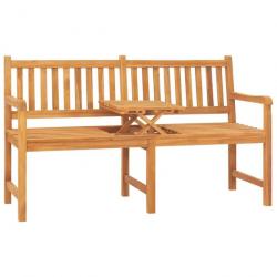 Banc de jardin meuble de patio d'extérieur terrasse 3 places avec table 150 x 62,5 x 90 cm bois de
