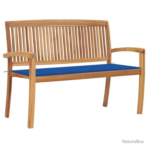 Banc de jardin meuble de patio d'extrieur terrasse empilable et coussin 128,5 x 57,5 x 90 cm bois
