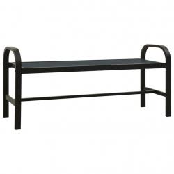 Banc de jardin meuble de patio d'extérieur terrasse 124,5 x 40,5 x 56,5 cm acier et WPC noir 02_001