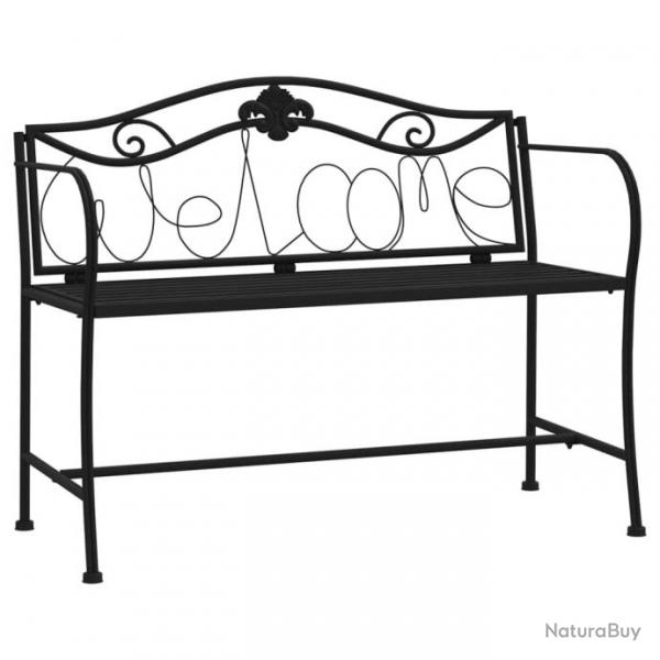 Banc de jardin meuble de patio d'extrieur terrasse 2 places 104 x 52 x 78 cm noir acier 02_0011278