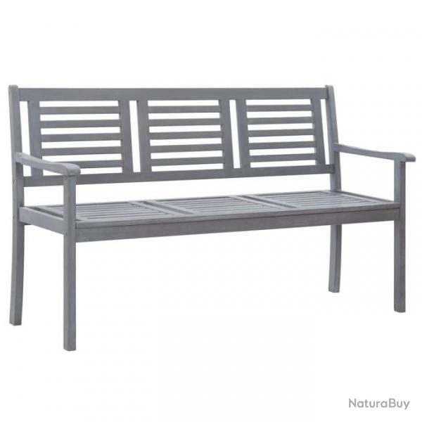 Banc de jardin meuble de patio d'extrieur terrasse 3 places 150 x 60 x 89 cm gris bois d'eucalyptu