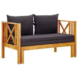 Banc de jardin meuble de patio d'extérieur terrasse 2 places et coussins 122 x 66 x 68,5 cm bois d'