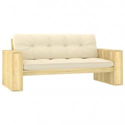 Banc de jardin meuble de patio d'extérieur terrasse avec coussins crème 179 x 76 x 76 cm pin imprég