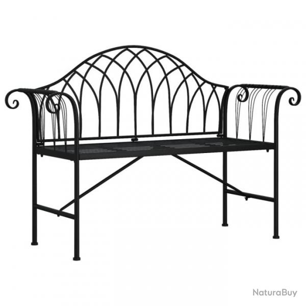 Banc de jardin meuble de patio d'extrieur terrasse 2 places 128 x 44,5 x 88 cm noir acier 02_00112