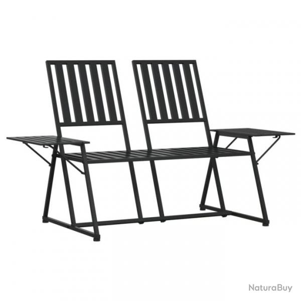 Banc de jardin meuble de patio d'extrieur terrasse 2 places 165 x 75 x 93 cm noir acier 02_0011283